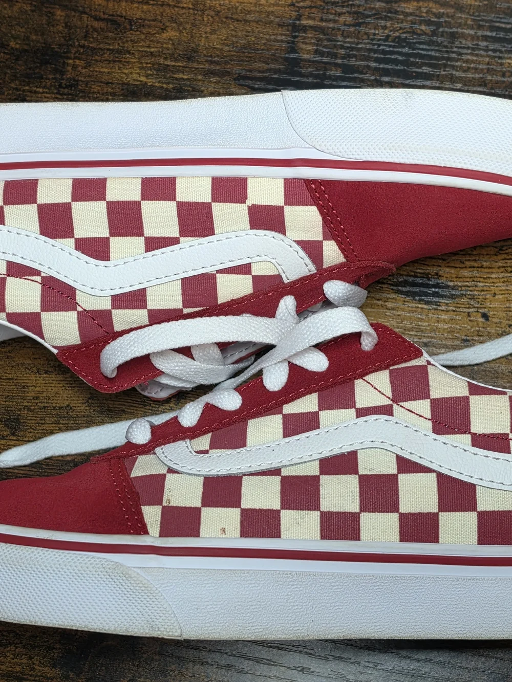 Vans Old School Red and White Checkerboard Sneakers